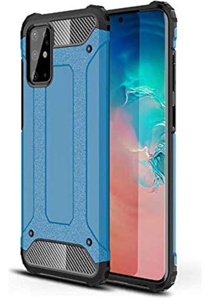 Samsung Galaxy S20 Plus ile Uyumlu Crash Zırh Tipi Koruyucu Çift Katmanlı Silikon Kapak Mavi