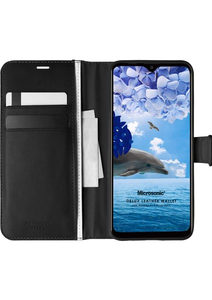 Reeder P13 Blue Max Için Kılıf Delux Leather Wallet Siyah [P13 Blue Max ile Uyumlu Kılıf - Siyah]