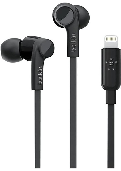 Lightning Konnektörlü Rockstar iPhone Kulaklıklar (Iphone 15, 14, 13, 12, 11, Xs, Xs Max, Xr, 8/8 Plus) Siyah