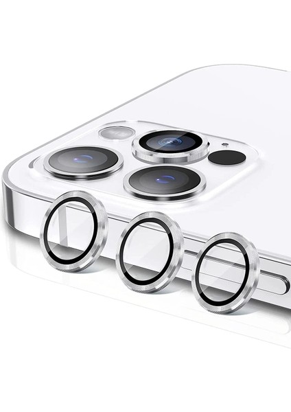 Apple iPhone 13 Pro Kırılmaz Kamera Lens Koruyucu Gümüş-Gri