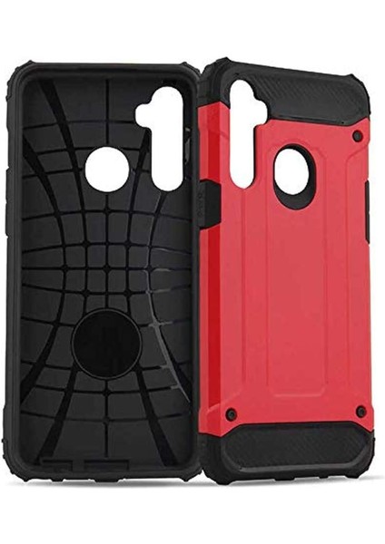 Realme 5i ile Uyumlu Kılıf Zore Crash Zırh Tipi Koruyucu Çift Katmanlı Silikon Kapak,kırmızı