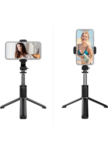 LED Işıklı Katlanabilir Çok Fonksiyonlu Kablosuz Bluetooth Kumandalı Tripod Selfie Çubuğu, Vlog, Video, Grup Fotoğraf, Özçekim