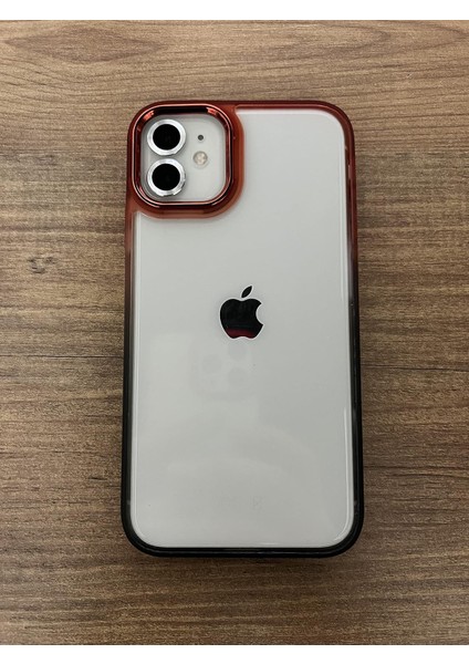 13 (6.1) Inç Kılıf Gökkuşağı Çift Renk (Metal Kamera Çıkıntısı ve Metal Tuş) Şeffaf Kılıf Çizilme ve Sararma Karşıtı Şeffaf Kılıf Darbeye Dayanıklı Kılıf iPhone 13 Kılıf (Kırmızı-Siyah)