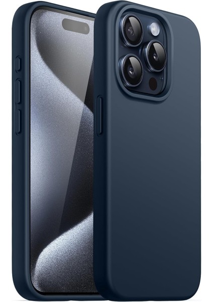15 Pro Max (6.7) Ile Uyumlu Içi Kadife Tam Uyumluluk Sağlayan Lansman Silikon Kılıf Şok Emici Full Kasa Koruma Sağlayan Kılıf (Lacivert)