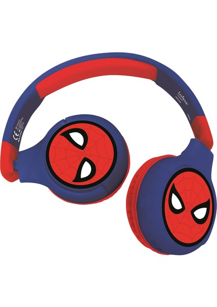 Spiderman 2-In-1 Bluetooth Stereo Kids Headset, Kablosuz, Kablolu, Limited Sound, Foldable, Ayarlanabilir, Girl/boy, Red/blue, HPBT010SP