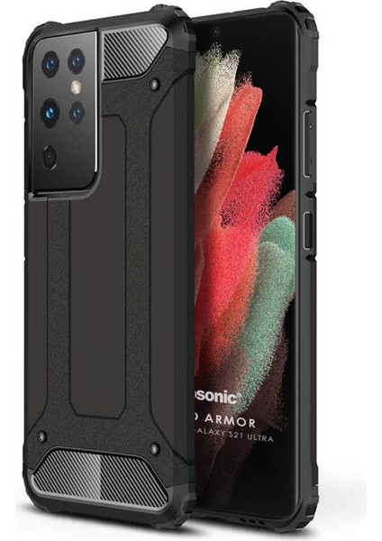 Samsung Galaxy S21 Ultra Için Kılıf Rugged Armor Siyah [galaxy S21 Ultra ile Uyumlu Kılıf - Siyah]