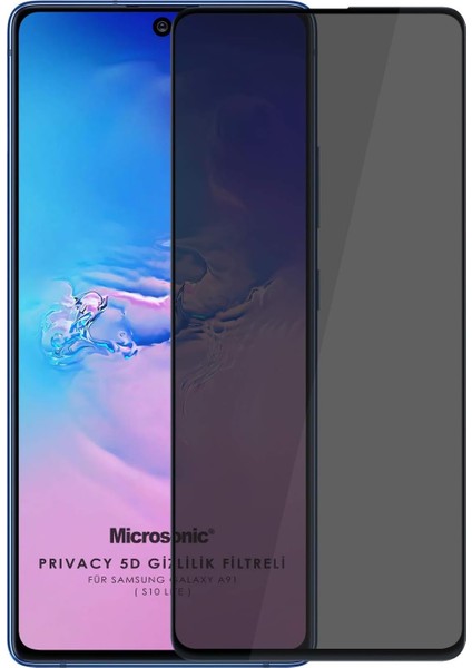 Samsung Galaxy S10 Lite Privacy 5d Gizlilik Filtreli Cam Ekran Koruyucu Siyah