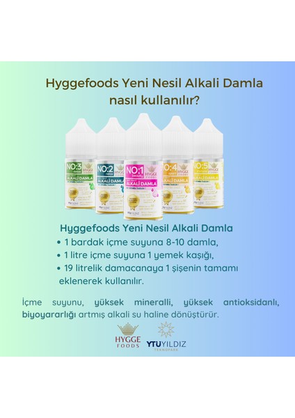 Hyggefoods Yeni Nesil Alkali Damla Trend 5'li Paket Beauty Relax Detox Sport Immune pH Arttırıcı