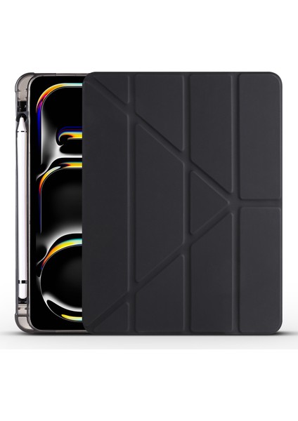 iPad Pro 11 2024 Siyah Için Akıllı Deri Tablet Kılıfı (Yurt Dışından)