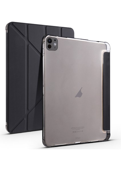 iPad Pro 11 2024 Siyah Için Akıllı Deri Tablet Kılıfı (Yurt Dışından)