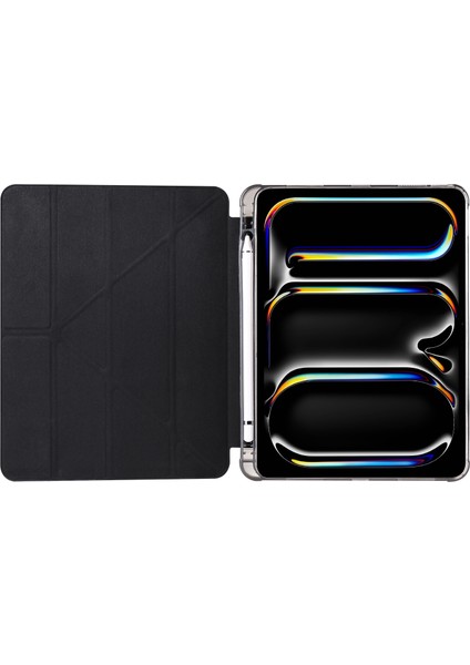 iPad Pro 11 2024 Siyah Için Akıllı Deri Tablet Kılıfı (Yurt Dışından)