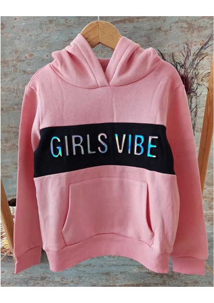 Pembe, Kapüşonlu, Kabartma Yazılı, Şardonlu,kız Çocuk Sweatshirt fiyatları