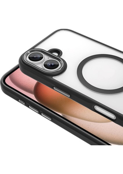 iPhone 16 Kılıf Wireless Şarj Özellikli Parlak Kamera Çerçeveli Krom Kapak Kcr