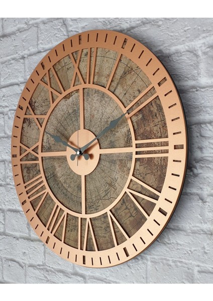 El yapımı bakır duvar saati, modern ve şık doğal dekorasyon için ideal 50x50cm