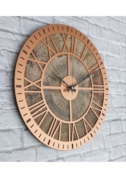 El yapımı bakır duvar saati, modern ve şık doğal dekorasyon için ideal 50x50cm