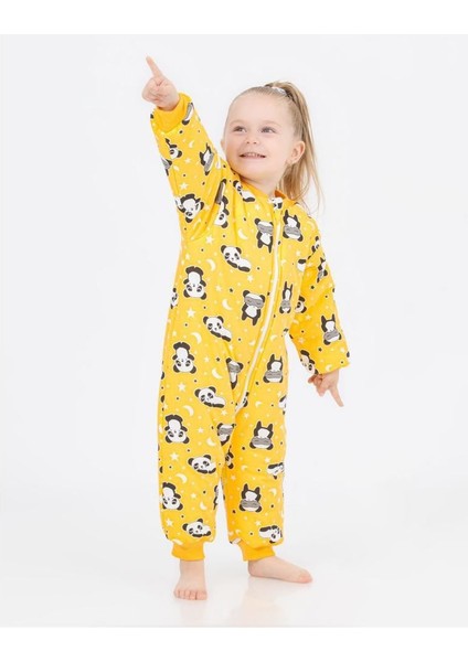Minigimin Cicileri Erkek ve Kız Çocuk Kalın Elyaf Dolgulu 2.5 Tog Desenli Uyku Tulumu - Sarı