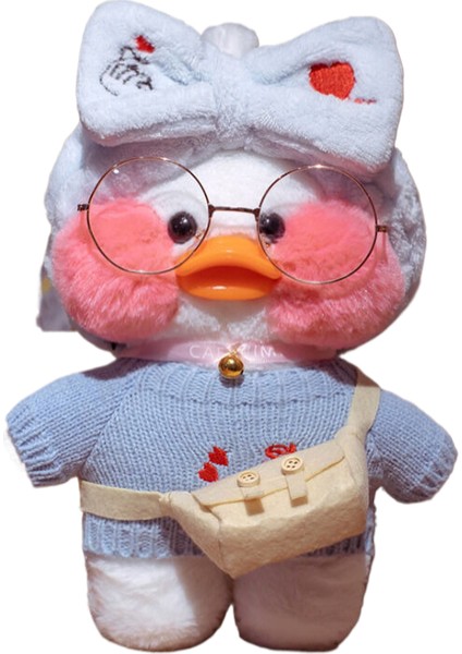 Kahve Ördek 30 cm Küçük Sarı Ördek Sevimli Yastık Peluş Gözlük ve Giysi Oyuncak (Yurt Dışından)