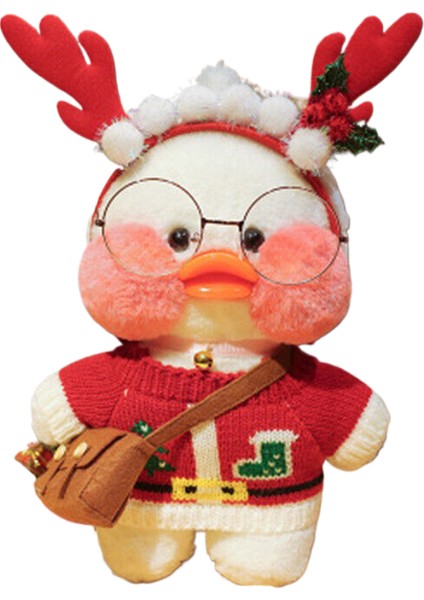 Kahve Ördek 30 cm Küçük Sarı Ördek Sevimli Yastık Peluş Gözlük ve Giysi Oyuncak (Yurt Dışından)
