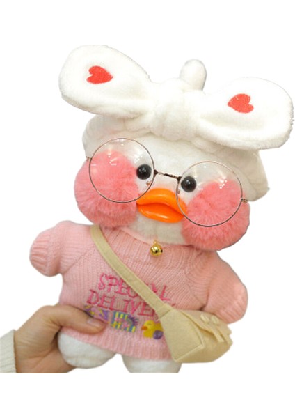 Kahve Ördek 30 cm Küçük Sarı Ördek Sevimli Yastık Peluş Gözlük ve Giysi Oyuncak (Yurt Dışından)