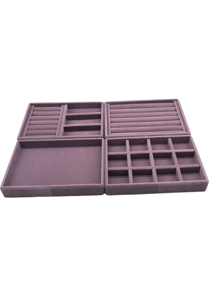 Yerli Üretim Süet Kumaş Lila Renk 4 Lü Takım Çekmeçe Içi Takı Standı fiyatları