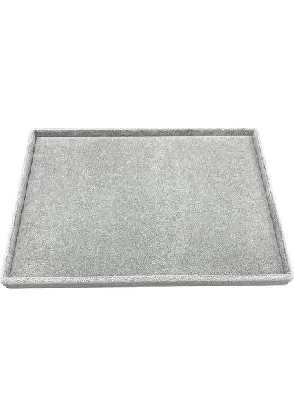 Yerli Üretim Süet Kumaş Gri Renk 34/24 cm Takı Servis Sunum Tablası fiyatları