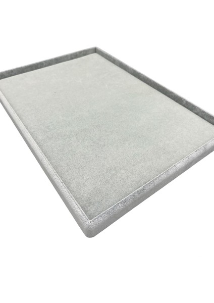 Yerli Üretim Süet Kumaş Gri Renk 34/24 cm Takı Servis Sunum Tablası modelleri