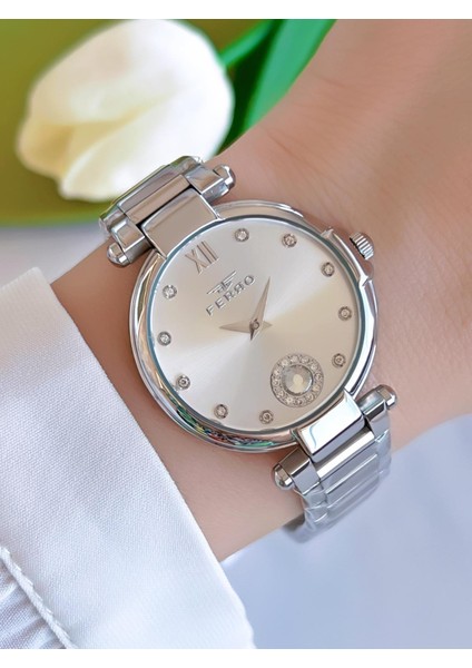 Çelik Kordon Iyon Kaplama Kasa 3 Atm Suya Dayanıklı Kadın Kol Saati+Bileklik EFL21469-YA