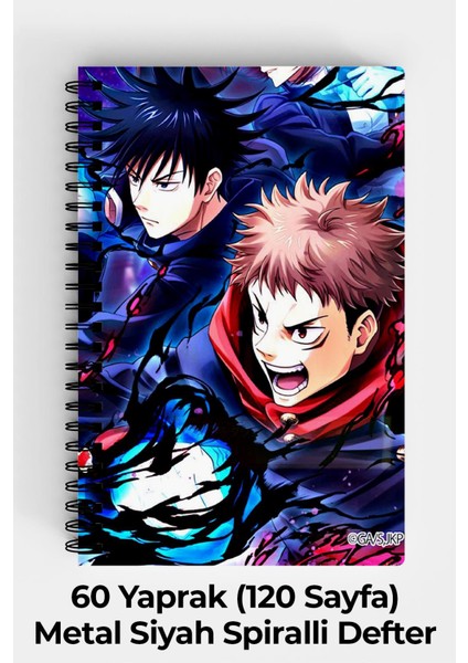 Kaisen Anime Tasarımlı A5 Spiralli Sert Kapak Defter 120 Sayfa