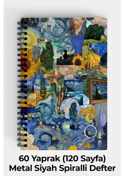 Van Gogh Tema Tasarımlı A5 Spiralli Sert Kapak Defter 120 Sayfa