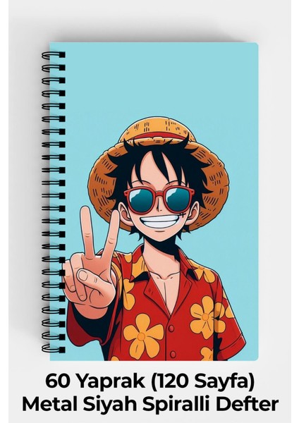 Anime Marketi One Piece Tasarımlı A5 Spiralli Sert Kapak Defter 120 Sayfa