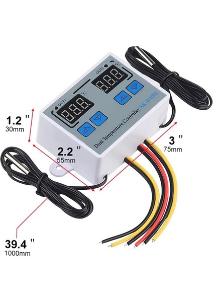 XK-W1088 Ac 110-220V Çift Dijital Göstergeli Termostat Sıcaklık Kontrol Cihazı 1500W indirimleri