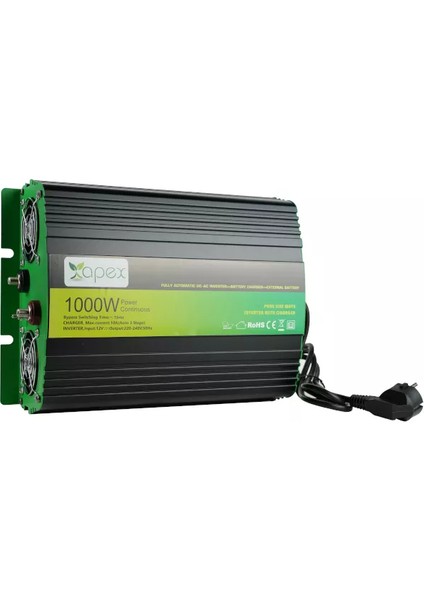 NPS1000-12 Apex Nps 1000W Şarjlı Tam Sinus Inverter 12V