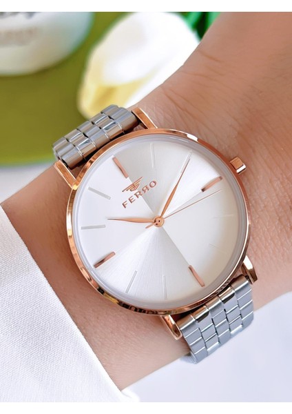 Çelik Kordon Iyon Kaplama Kasa 3 Atm Suya Dayanıklı Kadın Kol Saati+Bileklik EFL40129-YA