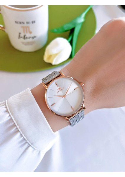 Çelik Kordon Iyon Kaplama Kasa 3 Atm Suya Dayanıklı Kadın Kol Saati+Bileklik EFL40129-YA fiyatları