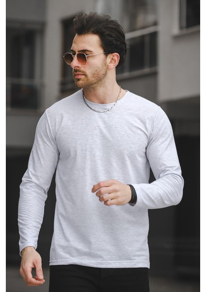 Mys Lion 4013 Slim Fit Likralı Uzunkol Basic Sweat