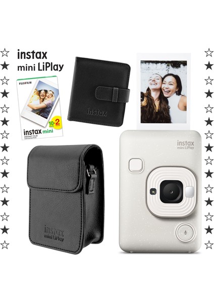 Mini Liplay Hybrid Misty White Fotoğraf Makinesi 20'li Film Albüm ve Deri Kılıf Hediye Seti fiyatları