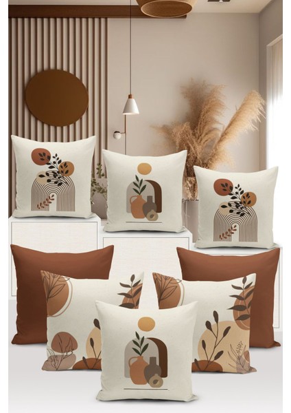 Minimalist Serisi Çift Tarafı Dijital Baskılı 8'Li Kırlent Kılıfı Seti (Minimalist Cover Set)