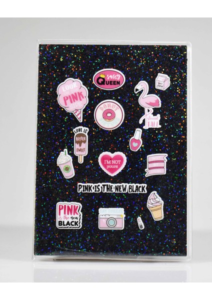 Pınk Siyah Simli Defter