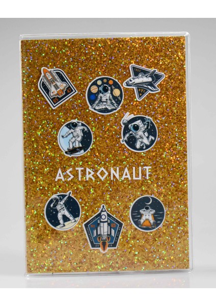 Astronot Sarı Simli Defter