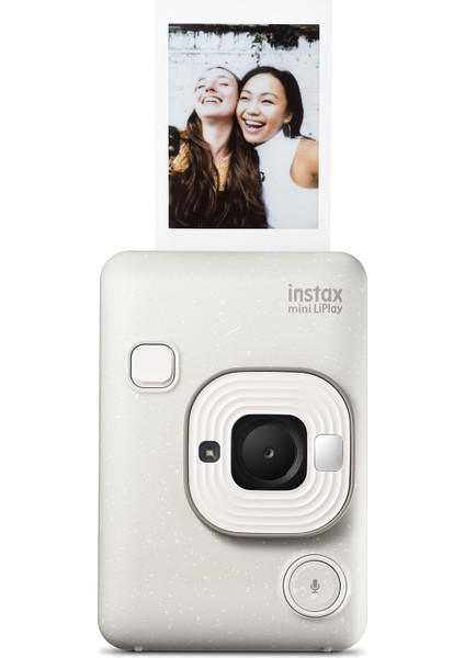 Fujifilm Instax Mini Liplay Hybrid Misty White Fotoğraf Makinesi 10'lu Film ve Deri Kılıf Hediye Seti