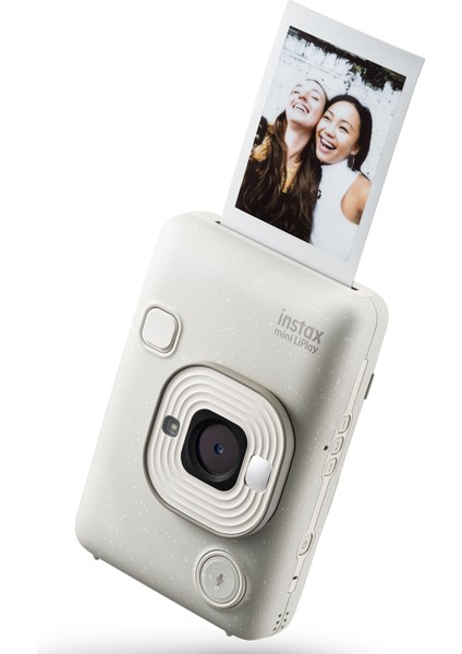 Fujifilm Instax Mini Liplay Hybrid Misty White Fotoğraf Makinesi 10'lu Film ve Deri Kılıf Hediye Seti