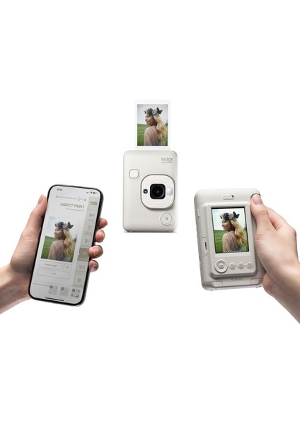 Instax Mini Liplay Hybrid Misty White Fotoğraf Makinesi-10'lu Mini Film ve Çerçeve Hediye Seti indirimleri