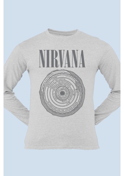 Daire Daire Nirvana Gri Uzun Kollu Erkek Penye Tişört