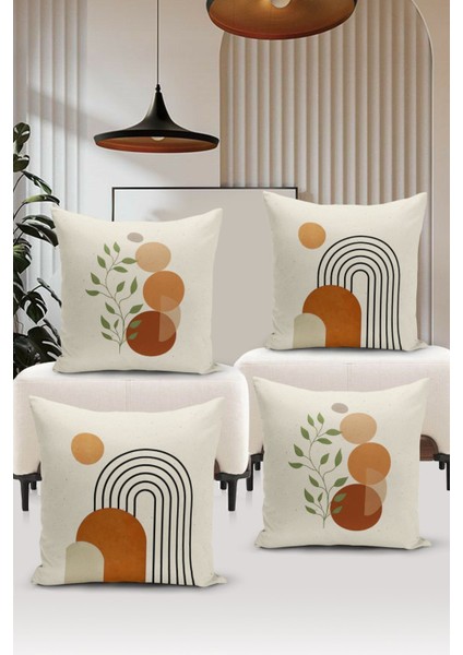 Minimalist Serisi Çift Tarafı Dijital Baskılı 4'Lü Kırlent Kılıfı Seti (Minimalist Cover Set)