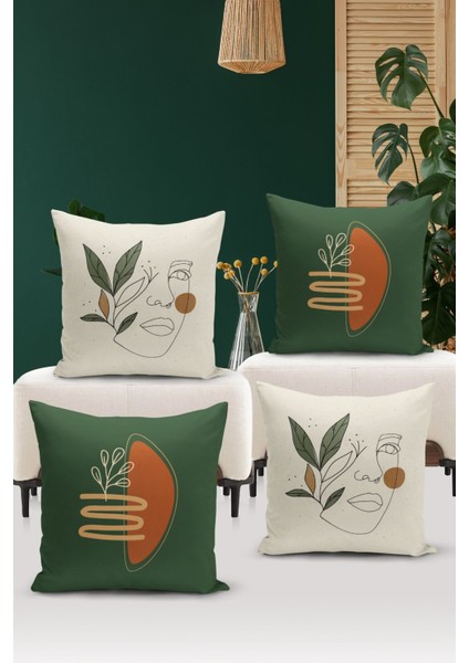 Minimalist Serisi Çift Tarafı Dijital Baskılı 4'Lü Kırlent Kılıfı Seti (Minimalist Cover Set)