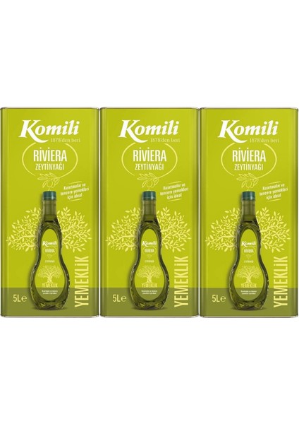 Komi'li Zeytinyağı 15lt Riviera (Teneke) (3pk*5lt)