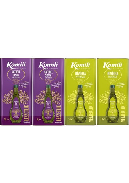 Komi'li Zeytinyağı 20lt Natural Ege Sızması / Riviera (Teneke) (4pk*5lt)