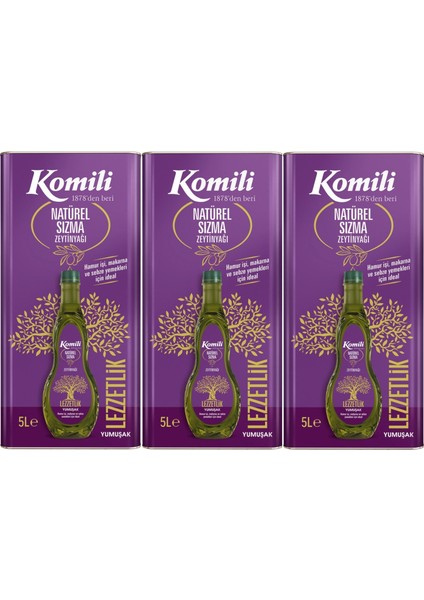 Komi'li Zeytinyağı 15lt Natural Ege Sızması (Teneke) (3pk*5lt)