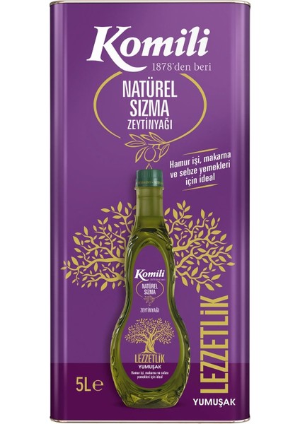 Komi'li Zeytinyağı 15lt Natural Ege Sızması (Teneke) (3pk*5lt)