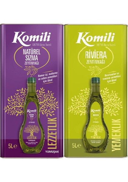 Komi'li Zeytinyağı 10lt Natural Ege Sızması / Riviera (Teneke) (2pk*5lt)